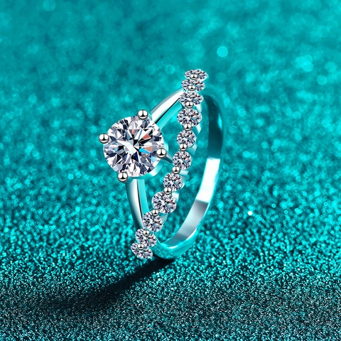 Anello in Argento Sterling S925 Con Moissanite per Donna Forma a Corona Lusso Zirconia Anello di Fidanzamento Gioielli Minimalisti Regalo