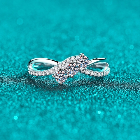 S925 Sterlingsilber Moissanit Ring Für Damen Zweilagiges Unendlichkeitssymbol Design Brillante Steine Hochzeitsschmuck Mode Jahrestagsgeschenk
