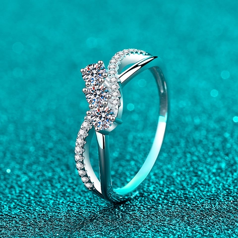 S925 Sterlingsilber Moissanit Ring Für Damen Zweilagiges Unendlichkeitssymbol Design Brillante Steine Hochzeitsschmuck Mode Jahrestagsgeschenk