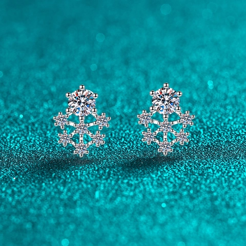 925 Sterling Zilver Sneeuwvlok Oorknopjes Dames Moissaniet Zirconia Verfijnd Romantisch Elegant Dagelijks Sieraden