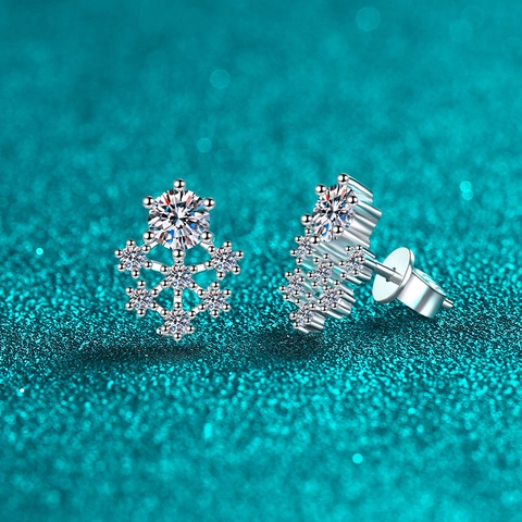925 Sterling Zilver Sneeuwvlok Oorknopjes Dames Moissaniet Zirconia Verfijnd Romantisch Elegant Dagelijks Sieraden