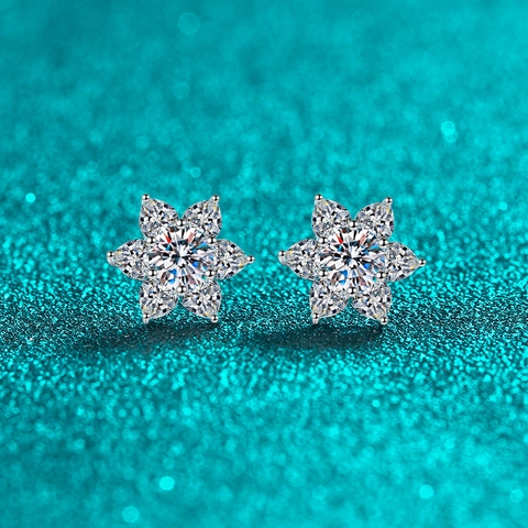 925 Sterlingsilber Moissanit Stern Ohrstecker Brillante Blumenform Funkelnder Moissanit Schmuck Geschenk Für Damen