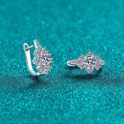 S925 Sterlingsilber Moissanit Huggie Ohrringe Elegante Schneeflocke Zirkonia Ear Cuff Schmuck Für Damen Täglich Vielseitig
