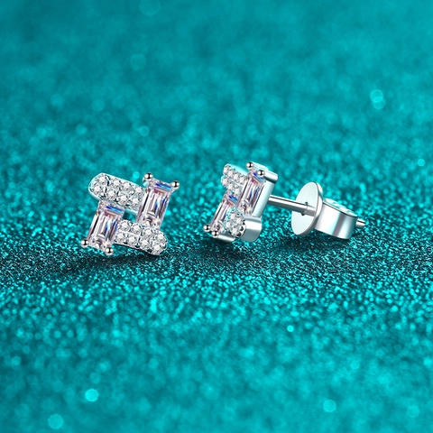 Geometrische S925 Sterlingsilber Moissanit Ohrstecker Minimalistisch Exquisit Rechteckig Zierlicher Schmuck Für Damen Mädchen Geschenk