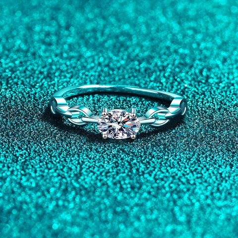 S925 Sterling Silver Moissanite Ring For Women Oval Round Zirconia Hollow Chain Design Electroplated Fashion Jewelry Commute Finger Ring