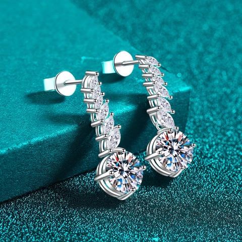 S925 Sterlingsilber Moissanit Ohrhänger Für Damen Luxus Marquise Schliff Zirkonia Quasten Ohrringe Elegant Hochzeit Schmuck