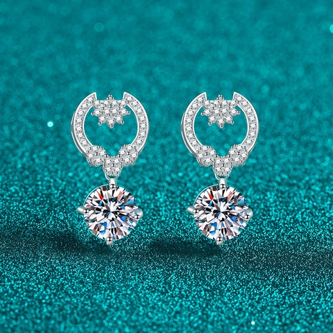 925 Sterling Silver Moissanite Zirconia Stud Earrings For Women Exquisite Luxury Round Cut Heart Star Earrings Jewelry Gift