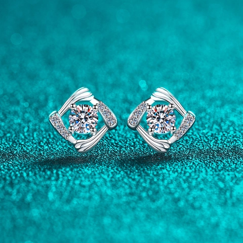 S925 Sterling Silver Moissanite Stud Earrings Geometric Vortex Elegant Minimalist Daily Jewelry Gift For Women
