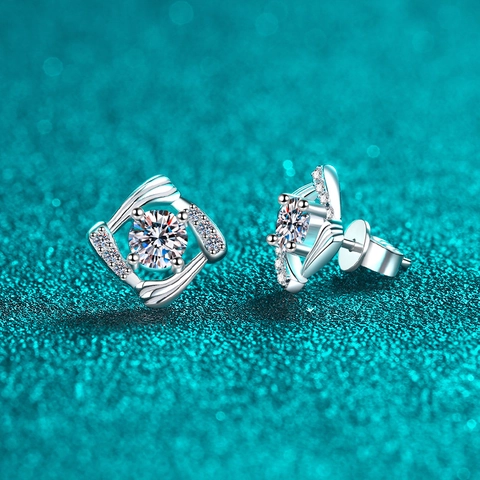 S925 Sterling Silver Moissanite Stud Earrings Geometric Vortex Elegant Minimalist Daily Jewelry Gift For Women