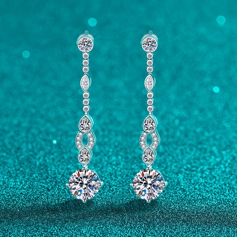 925 Sterling Silver Moissanite Tassel Drop Earrings For Women Elegant Zirconia Long Fringe Dangle Earrings Luxury Jewelry Gift
