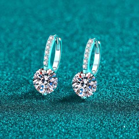 925 Sterling Silver Moissanite Zirconia Stud Earrings For Women Minimalist Sparkly Moissanite Ear Buckle Rhodium Plated Jewelry Gift