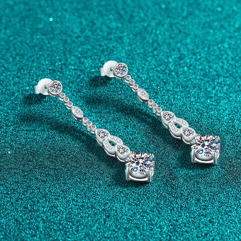 925 Sterling Silver Moissanite Tassel Drop Earrings For Women Elegant Zirconia Long Fringe Dangle Earrings Luxury Jewelry Gift