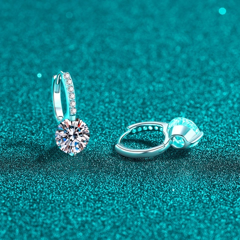 925 Sterling Silver Moissanite Zirconia Stud Earrings For Women Minimalist Sparkly Moissanite Ear Buckle Rhodium Plated Jewelry Gift