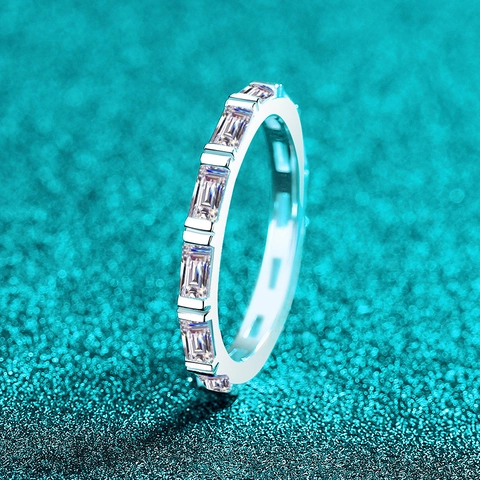 S925 Sterling Zilver Moissaniet Ring Baguette Geslepen Eternity Band Bamboeknoop Stapelbare Ring Voor Dames Sieraden Cadeau