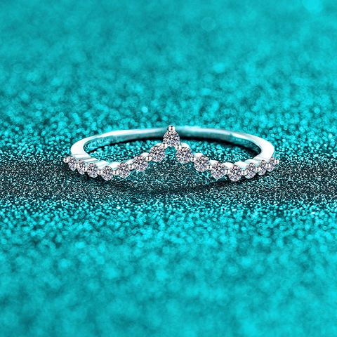 925 Sterling Zilver Moissaniet V-Vorm Ring Voor Vrouwen Minimalistische Chevron Stapelbare Verloving Trouwring Mode Sieraden Cadeau