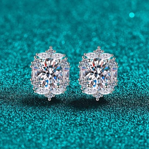 S925 Sterling Silver Moissanite Stud Earrings For Women Oval Zirconia Luxurious Fine Jewelry Elegant Fashion Jewelry Gift