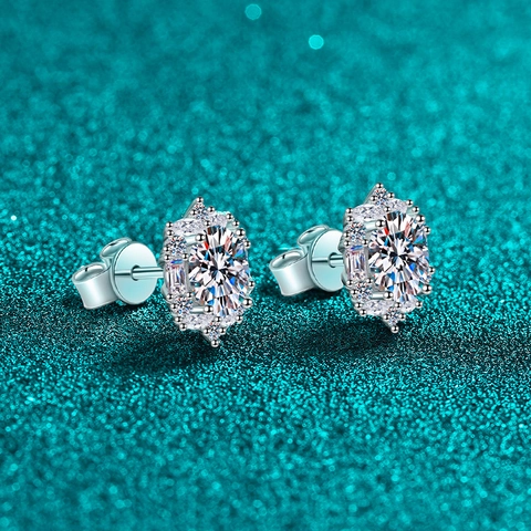S925 Sterling Silver Moissanite Stud Earrings For Women Oval Zirconia Luxurious Fine Jewelry Elegant Fashion Jewelry Gift