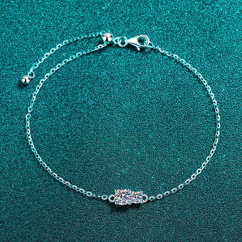 S925 Sterling Silver Moissanite Bracelet For Women Round Brilliant Cut Adjustable Chain Minimalist Asymmetrical Fine Jewelry