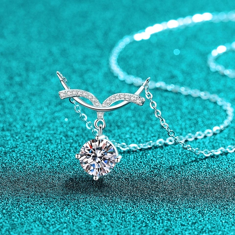 925 Sterling Silver Moissanite Zirconia Necklace For Women Mermaid Smile Line Pendant Elegant Jewelry Gift Light Luxury Accessories