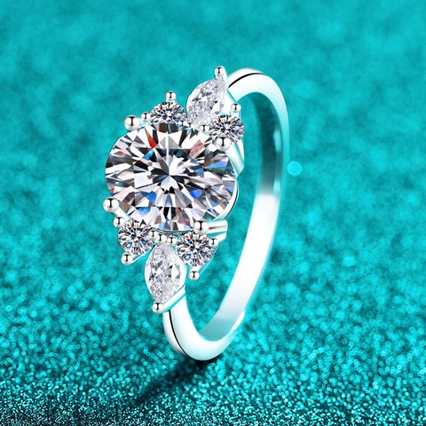 Lussuoso Anello in Argento Sterling S925 Moissanite per Donna Design a Corona in Zirconia Ovale Anello di Fidanzamento per Matrimonio Gioielli