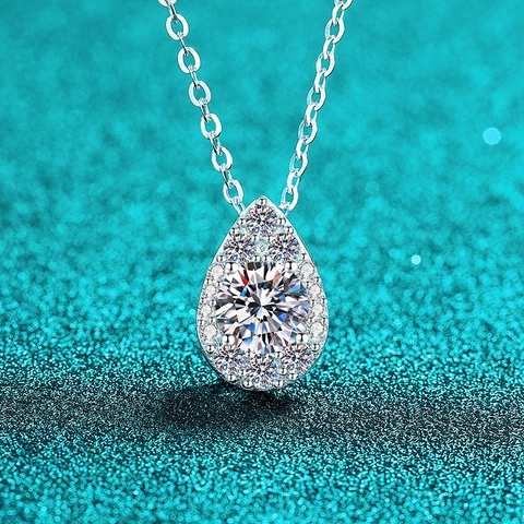 Luxuriöse 925 Sterlingsilber Moissanit Tränen Anhänger Halskette Für Damen Birnenform Zirkonia Täglich Mode Schmuck