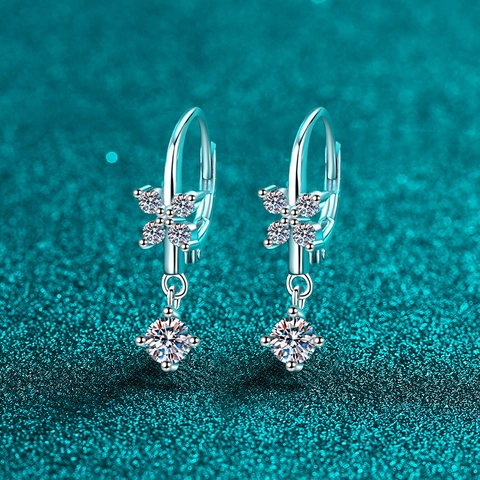 Pendientes Colgantes de Mariposa con Moissanita de Plata de Ley 925 para Mujer Elegantes Pendientes de Botón de Mariposa de Moissanita Corte Redondo Joyería Regalo
