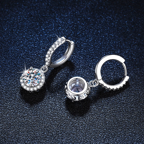Orecchini a Bottone in Argento Sterling 925 con Moissanite da 1 Carato per Donna Classici Tondi Halo Placcati Platino Gioielli