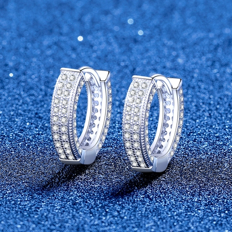 Luxury Moissanite 925 Sterling Silver Hoop Earrings For Women Pave Inlaid Huggie Earrings With GRA Certificate Elegant Jewelry Gift