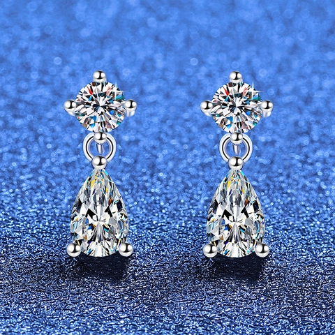 Orecchini a Nappa a Goccia d'Acqua in Moissanite in Argento Sterling 925 Eleganti Orecchini a Goccia Geometrici da Donna
