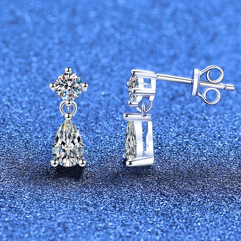 Orecchini a Nappa a Goccia d'Acqua in Moissanite in Argento Sterling 925 Eleganti Orecchini a Goccia Geometrici da Donna