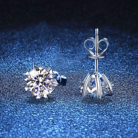 Pendientes de Botón de Copo de Nieve de Plata de Ley S925 para Mujer Joyas de Moda con Circonita de Corte Redondo Brillant