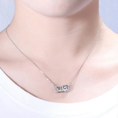 Collana con Pendente 520 Cuore Danzante in Argento Sterling 925 Moissanite per Donna Gioielli Romantici Regalo San Valentino