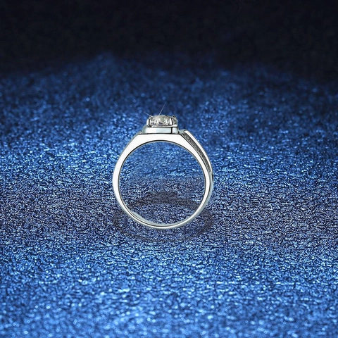 925 Sterling Silver Moissanite Ring For Men Luxury Large Stone Band Electroplated Round Moissanite Finger Ring Jewelry