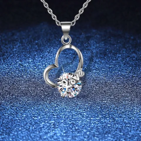 Collana con Pendente a Cuore in Argento Sterling S925 per Donna Moissanite da 2 Carati Strass Love Lettera Gioielli Regalo Anniversario
