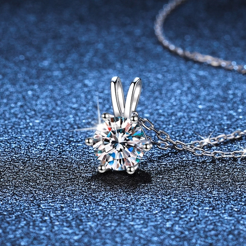 925 Sterlingsilber Moissanit Halskette Rundschliff Sechskant-Anhänger Minimalistische Kette Für Damen Klassischer Brautschmuck