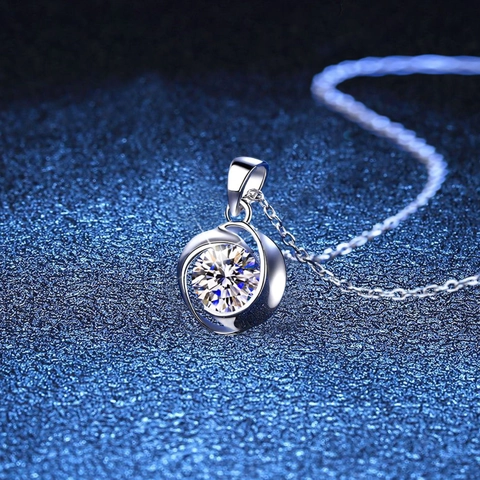 Collar de Pendiente de Moissanita de Plata de Ley 925 1 Quilate Corazón Del Océano Trébol de la Suerte Cadena de Clavícula Joyería Mujer