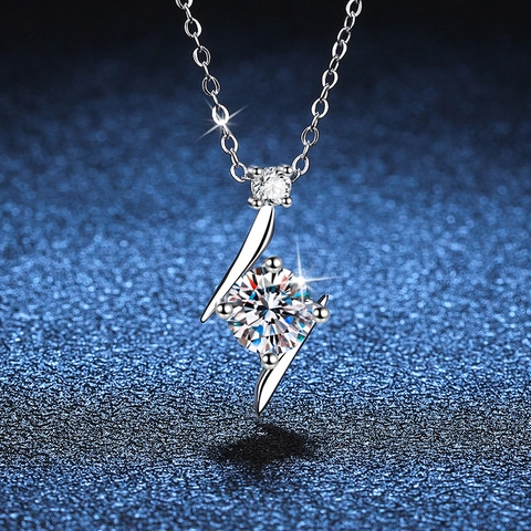 925 Sterling Zilver Moissaniet Bliksem Ster Hanger Halsketting Voor Dames Minimalistische Sleutelbeen Sieraden