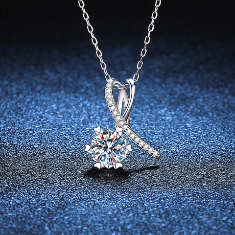 Collar de Moissanita con Lazo de Plata de Ley 925 para Mujer Elegante Colgante de Cinta de Moissanita Circonita Joyería Fina