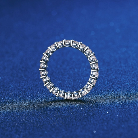 S925 Sterling Silber Moissanit Ring Full Eternity Band Rund Brilliant Schliff Funkelnde Verlobung Hochzeit Ring Für Damen Modeschmuck