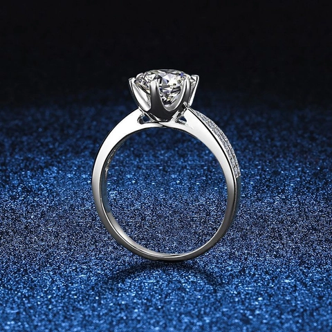 Anello in Argento Sterling 925 con Moissanite Taglio Brillante Rotondo Corona Star Queen Fidanzamento per Donna Gioielli Regalo