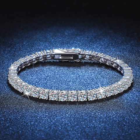 Lussuoso Bracciale Tennis in Argento Sterling 925 con Moissanite per Donna Elegante Catena con Strass Incastonati Regalo Gioielli