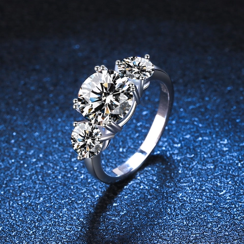 Anello Moissanite a Tre Pietre in Argento Sterling 925 per Donna Lussuoso Zirconia Placcato Platino Fidanzamento Gioielli Matrimonio