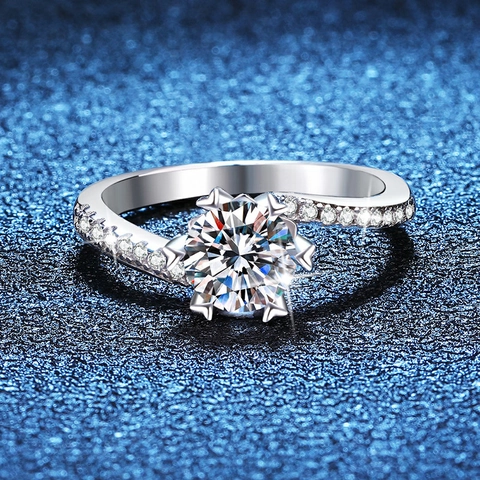 Bague Flocon de Neige en Argent Sterling S925 pour Femme Bras Torsadé Micro Incrusté Strass Brillant Bijoux de Mariage