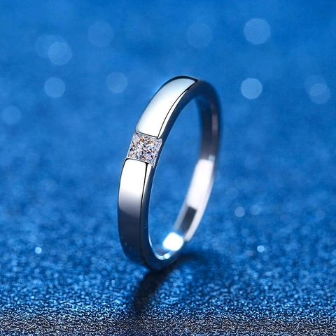 925 Sterlingsilber Moissanit Ring Für Damen Herren Prinzess-Schliff Quadratisch Moissanit Verlobung Hochzeit Minimalist Schmuck