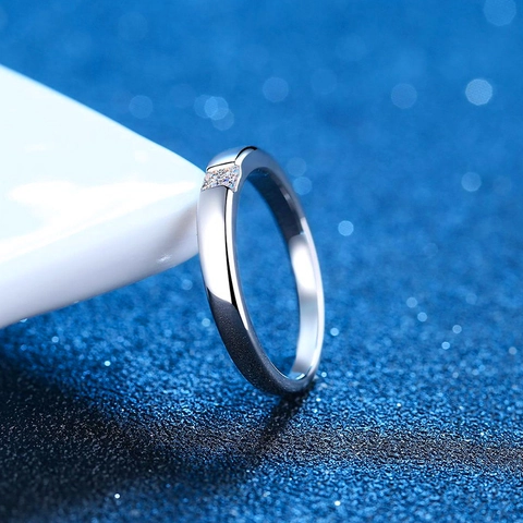 925 Sterlingsilber Moissanit Ring Für Damen Herren Prinzess-Schliff Quadratisch Moissanit Verlobung Hochzeit Minimalist Schmuck