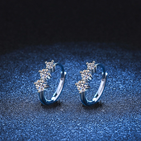 925 Sterling Silver Moissanite Hoop Earrings For Women Platinum Plated D Color Moissanite Inlaid Jewelry Gift Accessories