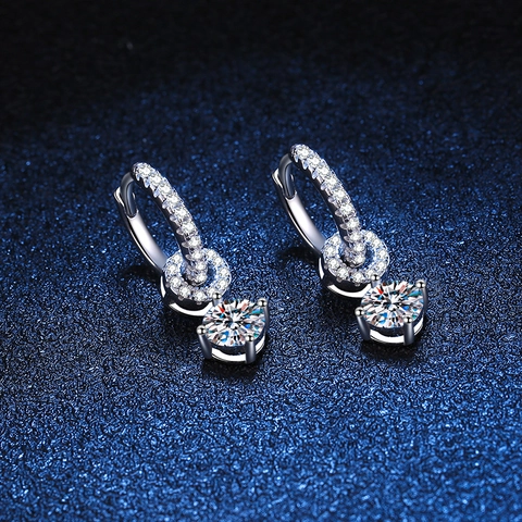Orecchini Pendenti in Argento Sterling 925 con Moissanite per Donna Stile Coreano Orecchini a Doppio Uso con Strass Luccicanti