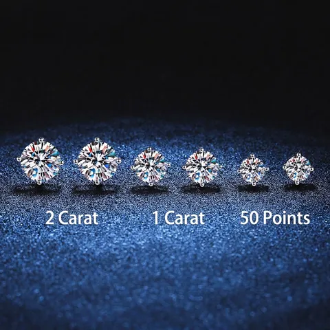 Pendientes de Botón de Moissanita de Plata de Ley 925 Color D Cuatro Garras Redondos Cierre de Rosca Joyería Unisex Caja de Regalo