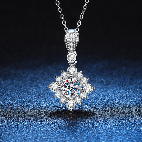 925 Sterling Silver Moissanite Necklace For Women Geometric Square Pendant With GRA Certificate Fine Jewelry Gift