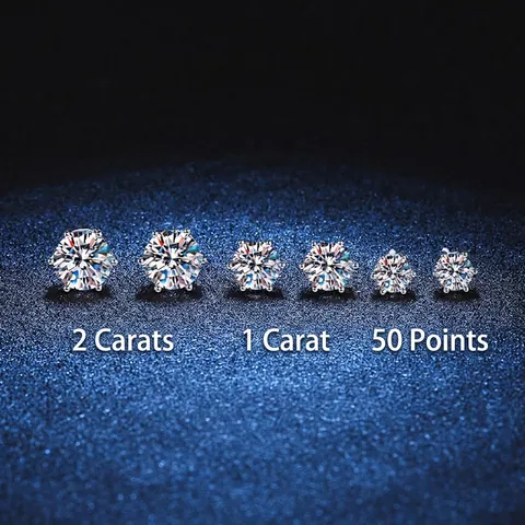 925 Sterling Silver Moissanite Stud Earrings Classic Six Prong Screw Back Earrings D Color Moissanite Jewelry For Women Men